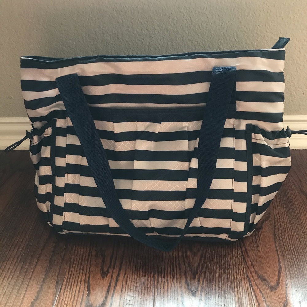 thirty-one Navy and White Striped Baby Bag
